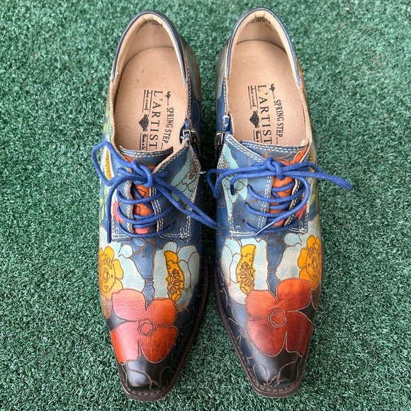 Spring Step L’Artiste Rockinlorna Western Shoe Boot Leather Blue Multi 37 - Picture 14 of 15